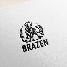 the logo for brazen is shown in black and white, with an image of a lion