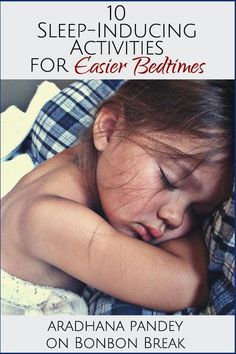 an image of a child sleeping in bed with the title 10 sleep - indugging activities for easter bedtimes