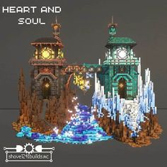 an image of a building made out of legos with the words heart and soul above it