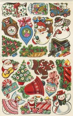 an old fashioned christmas sticker sheet