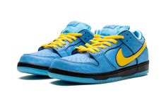 The Powerpuff Girls x Nike SB Dunk Low "Bubbles" is a collaboration by the animated cartoon series and Nike SB that honors one of the show’s main characters.  Yet another unique collaboration by Nike SB for the SB Dunk, the Powerpuff Girls sneaker honors Bubbles to the fullest by featuring the cartoon character’s appearance with a shimmering blue design.  Yellow laces and Swoosh branding tie into the character’s look.  The same can be said for the Bubbles-inspired eyes that are embroidered on th Powerpuff Girls Bubbles, Blue Chill, Cartoon Series, The Powerpuff Girls, The Powerpuff, Deep Royal Blue, Puff Girl