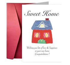 PRICES MAY VARY. Send your friend, family member or coworker this sentimental house warming card to congratulate them on moving into their new home and make them laugh, including housewarming, new home, and best wishes. Design: Sweet Home theme featuring a cozy house illustration, conveying warmth and comfort. Size measures: 20.5 x 13.5 cm/ 8 x 5.3 in. Inside is left blank so you can write a heartfelt personalized message to the recipient. Thank you for choosing our small business, your every purchase is our forward momentum! Thank you for taking your time on our small business. LuckymyliXY Greeting cards are a heartfelt way to commemorate life's special moments and milestones. Whether it's a new home, a birthday, or just a friendly hello, these cards allow you to express your sentiments i Best Wishes For New Home, New House Card, House Card, Housewarming Card, New Home Card, Card Inspo, Home Card, Home Themes