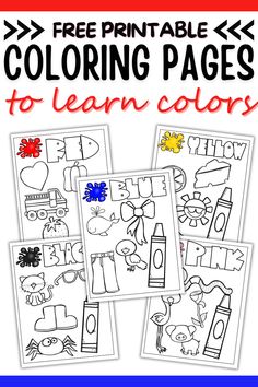 free printable coloring pages for kids to learn colors with the text, free printable coloring