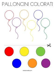 the balloon color matching worksheet for kids to learn how to draw and cut balloons