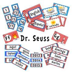 the word dr seuss is written in different languages and has been placed on top of each other