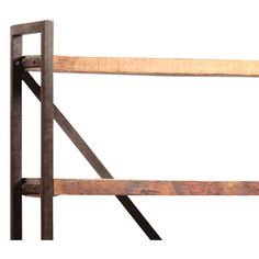 an iron and wood headboard is shown against a white background