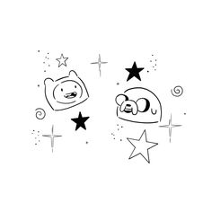 a drawing of two bears and stars on a white background