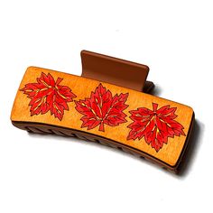 Add a touch of autumn to your hair with this exquisite laser cut Fall Leaves Hair Claw Clip. This hair accessory is perfect for Thanksgiving celebrations and all your fall outings. The perfect accessory to celebrate this special time of year. Hair Clips 4.1 Inch Rectangular Claw can be purchased here. Thanksgiving Hair, Thanksgiving Celebration, Hair Claw Clip, Catalog Design, Hair Claws & Clips, Fall Leaves, Claw Clip, Material Design, Hair Claw