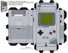 an old game boy paper toy with instructions to make it look like it has been cut out