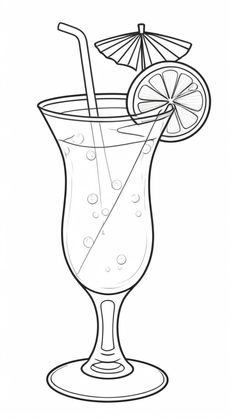 a drink with an umbrella and a slice of lemon