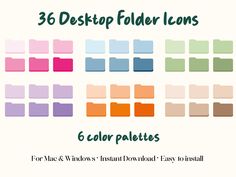 the color palettes for photoshopped folder icons are all different colors and sizes