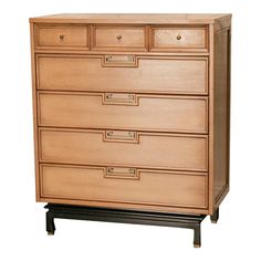 a wooden chest of drawers with five drawers on one side and four drawers on the other