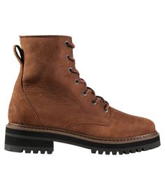 Style meets function in a comfortable lace-up boot that's always ready to explore the town and beyond. Order regular shoe size; Half sizes order up to next whole size. Grippy, durable mini-lug VertiGrip rubber outsole provides reliable traction on multiple surfaces. V backstay, inspired by Bean Boots, provides style and support. Durable, high-quality full-grain leather upper and soft leather lining. The lightweight True Cushioned molded EVA footbed offers all-day cushion to ensure a comfortable Womens Casual Boots, Leather Work Boots, Everyday Boots, Quality Leather Boots, Leather Lace Up Boots, Bean Boots, Brown Leather Boots, Boots And Sneakers, Rain And Snow Boots