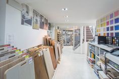 a room filled with lots of different types of flooring and wall coverings next to each other