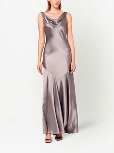 Nicholas Senie Satin Maxi Dress - Farfetch Purple Gown, White Champagne, Designer Evening Gowns, Yoko London, City Dress, Designer Drapes, Purple Satin, Satin Gown, Satin Maxi