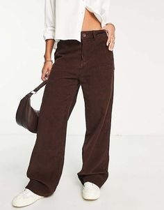 ASOS DESIGN cord slouchy dad pants in brown | ASOS Dad Pants, Brown Fashion, Asos, Style Inspiration, Free Delivery, Pants, Design, Trousers