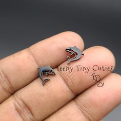 Minimalist baby shark earrings for women or girls. Simple style made with tarnish free stainless steel. Push back design. Shark Earrings, Fish Earrings, Black Minimalist, Minimalist Baby, Baby Shark, Christmas List, Jewelry Earrings Studs, Gold Rose, Shopping List