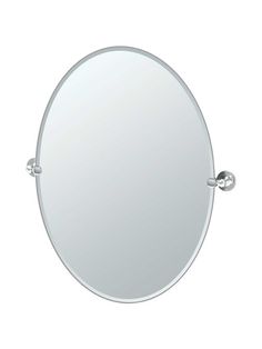 a round mirror with two handles on the front and one arm in silver metal, against a white background