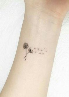 a dandelion tattoo on the wrist that says,'more like this '