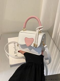 BagForLove - Compact Heart Patch Flap Square Bag Tiny Bags, Best Valentine Gift, My Style Bags, Everyday Handbag, Bags For Teens, Girly Bags, Fancy Bags, Pink Purse, Pretty Bags