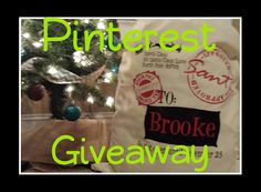 a bag with the words, pinterest broke giveaway on it next to a christmas tree