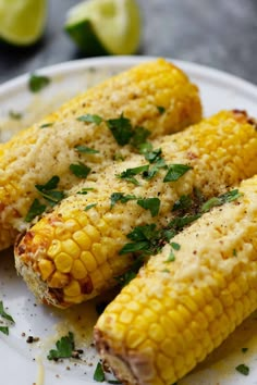 grilled corn on the cob with parsley