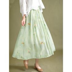 Details: Gender: Women Item Type: Skirts Material: Linen, Polyester Season: Summer Pattern: Print Style: Casual, Loose, Retro Waist Type: Elastic Waist Size: One Size Waist: 68.00 - 80.00 cm/ 26.77 - 31.50 " Length: 83.00 cm/ 32.68 " Hip: 142.00 cm/ 55.91 " Hem: 210.00 cm/ 82.68 " Green A-line Maxi Skirt For Spring, Spring Green Pleated Maxi Skirt, Green Lined Maxi Skirt For Spring, Spring Bohemian A-line Bottoms, Green Long Skirt For Spring, Spring Long Green Skirt, Green Flowy Skirt For Spring, Green Relaxed Maxi Skirt For Spring, Green Relaxed Fit Maxi Skirt For Spring