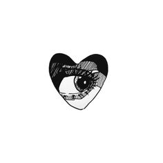 a drawing of a heart with an eye in it's center on a white background