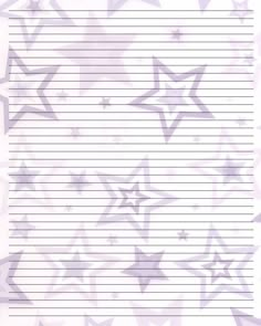 a lined paper with stars and lines on the bottom, in lavender hues against a white background