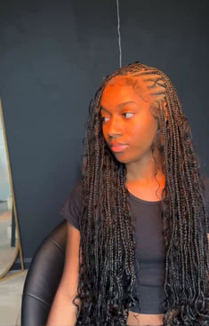 Cute Flip-Over Fulani Braids Trible Braids Freestyle Flip Over, Fani Braids, Flip Over Fulani Braids With Color, Flip Over Fulani Braids With Sew In, Side Fulani Braids, Flip Fulani Braids, Fulani Braids With Bangs, Fulani Side Part Braids, Fulani Braids Side Part