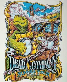 the poster for dead & company's summer tour, with an image of a lizard and other animals