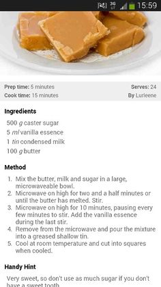 a recipe for peanut butter squares on a plate