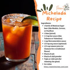 **Michelada Recipe**  **Ingredients:** - 1 bottle of Mexican lager beer (like Modelo, Corona, or Pacifico) - 1 lime (juiced) - 1-2 tsp hot sauce (like Tabasco or Valentina) - 1 tsp Worcestershire sauce - 1/2 tsp soy sauce (optional) - 1/2 cup tomato juice (or Clamato for a traditional flavor) - Pinch of salt - Pinch of chili powder - Tajín or chili salt (for rimming the glass) - Ice cubes #Michelada #MexicanCocktail #BeerLovers #SpicyDrink #USMixology #CanadaCocktails #AustraliaDrink #NZBeverages Mexican Beer Drinks Michelada Recipe, Spicy Michelada Recipe, Homemade Michelada Mix Recipe, Michelada Recipe Mexican, Clamato Juice Recipe, Mexican Beer Drinks, Clamato Recipe, Nothing But A Gangsta Party