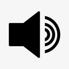 a black and white speaker icon with an arrow pointing to the center, on a white background