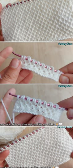 crochet stitches are being used to knit the stitchs on this piece of yarn