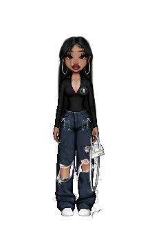 an image of a woman with black hair and ripped jeans