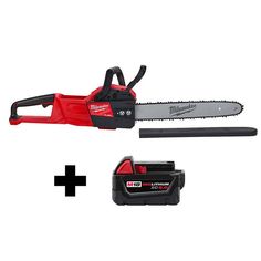 a cordless chainsaw and tool are shown in this image, with the tools included