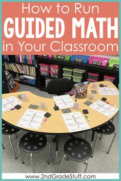 a classroom table with the words how to run guided math in your classroom on it