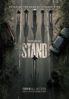 a movie poster for stand with the shadows of people standing in front of cars and trucks