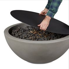 When not in use, protect the burner of your Caro 42” Fire Bowl from the elements and debris with this heavy gauge aluminum lid. Keeping out rain and dust means a longer life for your fire table. This lid serves a dual purpose and transforms your fire bowl into a functional coffee table, providing a welcoming focal point even when the fire feature is not in use. Round Fire Pit Dining Table, Cb2 Fire Pit, Round Fire Pit Table The Home Depot, Outdoor Round Fireplace, Chicago Rooftop, Propane Tank Cover, Outdoor Fire Table, Round Fire Pit, Concrete Bowl