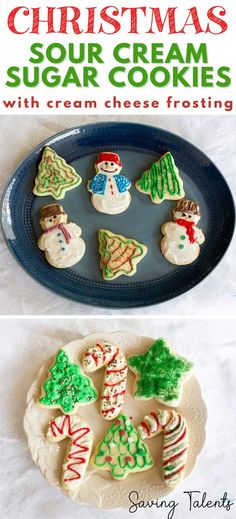 These sour cream sugar cookies with cream cheese frosting are perfect for rolling and cutting into fun shapes! Top them with cream cheese frosting that can be dyed to decorate however you’d like. Cinnamon Recipes, Cinnamon Rolls Recipe