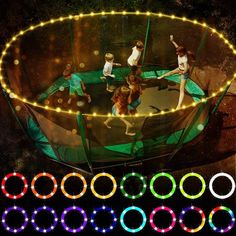 Product Description Our LED Strip Light can light up the rim of the Trampoline hoop and have up to sixteen unique light patterns. It allows you to enjoy the fun of playing Trampoline at night. LED Trampoline Lights, Waterproof, Remote Control, 16 Colorful Colors, Super Bright to Play Trampoline at Night Outdoors, More Light Control Modes, Trampoline Rim LED Light , Great Gifts for Girls and Boys,Trampoline Accessories,Trampoline Lights,Trampoline Toys and Games for Kids. Our LED trampoline light Trampoline Lights, Trampoline Accessories, Outdoor Trampoline, Best Trampoline, Ambiance Lighting, Rim Light, Cool Gifts For Kids, Kids Night, Trampolines