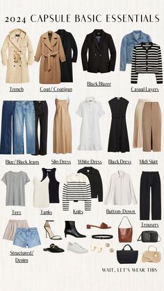 Es una coleccion de ropas basicas y atemporales. En colores neutros Basic Essentials, Capsule Wardrobe Essentials, Fashion Capsule Wardrobe, Spring Capsule Wardrobe, Summer Capsule Wardrobe