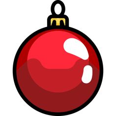 a red christmas ornament hanging on a string with a black outline around it