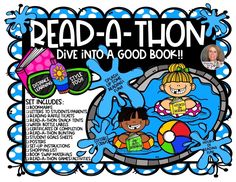 a poster with the words read - a - thon dive into a good book