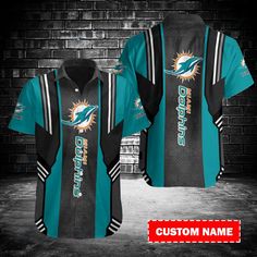 Miami Dolphins Personalized Button Shirt. A classic, stylish, and versatile shirt. It is comfy, well-made of quality cloth, and stylish. This shirt is a wardrobe staple that looks well in both formal and casual contexts because to its exquisite elegance. accessible in a variety of hues and sizes to complement your own aesthetic. #dolphin #personalized #miami dolphins #Shirt #Snorider Miami Dolphins Shirt, Dolphin Shirt, Miami Dolphins, Button Shirt, Timeless Classic, Dolphins, Hawaiian Shirt, Workout Shirts, Cotton Shirt