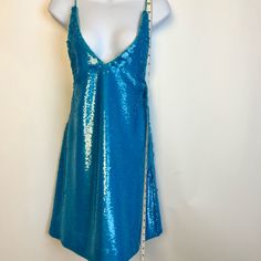 Excellent Condition No Sequins Missing No Loose Sequins, Fully Lined Statement Dress! Sold Out At Saks. Originally $495. #Ganni #Statementdress #Lilblackdress #Vegas Blue Sequin Knee-length Dress, Blue Knee-length Sequin Dress, Turquoise Knee-length Party Dress, Blue Knee-length Mini Dress With Sequins, Blue Sequin Mini Dress, Lil Black Dress, Blue Sequin Dress, Statement Dress, Sequin Mini