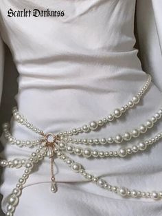 Madam Butterfly's Pearl Waist Chain قلادات متدلية, Pearl Accessories, Y2k Jewelry, Body Chains, Belly Chain, Waist Chain, Chain Belt, Beaded Bags, Dream Jewelry