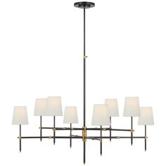 Visual Comfort Signature - TOB 5197BZ/HAB-L - LED Chandelier - Bryant - Bronze And Hand-Rubbed Antique Brass Two Tier Chandelier, Tier Chandelier, Thomas O'brien, Classic Lighting, Recessed Downlights, Circa Lighting, Large Chandeliers, Chandelier Style, Light Architecture