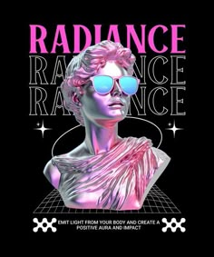 a woman with pink hair and sunglasses in front of the words radiance trance